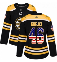Womens Adidas Boston Bruins 46 David Krejci Authentic Black USA Flag Fashion NHL Jersey Womens Adidas Boston Bruins 46 David Krejci Authentic Black USA Flag Fashion NHL Jersey