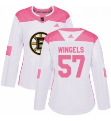 Womens Adidas Boston Bruins 57 Tommy Wingels Authentic White Pink Fashion NHL Jersey Womens Adidas Boston Bruins 57 Tommy Wingels Authentic White Pink Fashion NHL Jersey