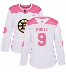 Womens Adidas Boston Bruins 9 Johnny Bucyk Authentic WhitePink Fashion NHL Jersey Womens Adidas Boston Bruins 9 Johnny Bucyk Authentic WhitePink Fashion NHL Jersey