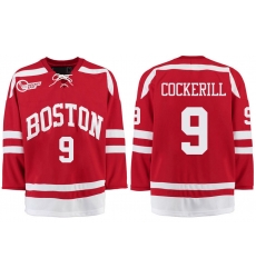 Boston University Terriers BU 9 Logan Cockerill Red Stitched Hockey Jersey Boston University Terriers BU 9 Logan Cockerill Red Stitched Hockey Jersey
