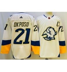 Men Buffalo Sabres 21 Kyle Okposo White 2022 23 Reverse Retro Stitched Jersey Men Buffalo Sabres 21 Kyle Okposo White 2022 23 Reverse Retro Stitched Jersey