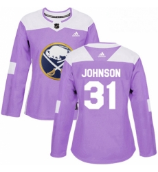 Womens Adidas Buffalo Sabres 31 Chad Johnson Authentic Purple Fights Cancer Practice NHL Jersey Womens Adidas Buffalo Sabres 31 Chad Johnson Authentic Purple Fights Cancer Practice NHL Jersey