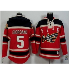 Calgary Flames #5 Mark Giordano Red Black Sawyer Hooded Sweatshirt Stitched NHL Jersey Calgary Flames #5 Mark Giordano Red Black Sawyer Hooded Sweatshirt Stitched NHL Jersey