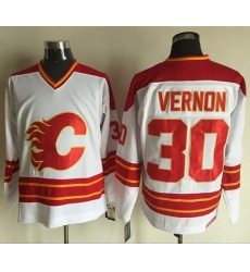 Flames #30 Mike Vernon White CCM Throwback Stitched NHL Jersey Flames #30 Mike Vernon White CCM Throwback Stitched NHL Jersey