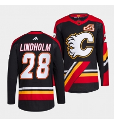Men Calgary Flames 28 Elias Lindholm Black 2022 23 Reverse Retro Stitched Jersey Men Calgary Flames 28 Elias Lindholm Black 2022 23 Reverse Retro Stitched Jersey