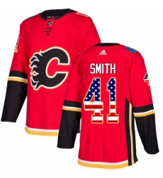Mens Adidas Calgary Flames 41 Mike Smith Authentic Red USA Flag Fashion NHL Jersey Mens Adidas Calgary Flames 41 Mike Smith Authentic Red USA Flag Fashion NHL Jersey