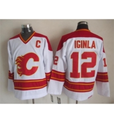 NHL Calgary Flames #12 Jarome Iginla White CCM Throwback Jerseys NHL Calgary Flames #12 Jarome Iginla White CCM Throwback Jerseys