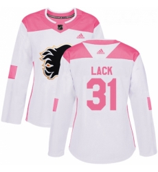Womens Adidas Calgary Flames 31 Eddie Lack Authentic WhitePink Fashion NHL Jersey Womens Adidas Calgary Flames 31 Eddie Lack Authentic WhitePink Fashion NHL Jersey
