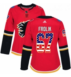 Womens Adidas Calgary Flames 67 Michael Frolik Authentic Red USA Flag Fashion NHL Jersey Womens Adidas Calgary Flames 67 Michael Frolik Authentic Red USA Flag Fashion NHL Jersey
