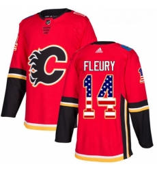 Youth Adidas Calgary Flames 14 Theoren Fleury Authentic Red USA Flag Fashion NHL Jersey 
