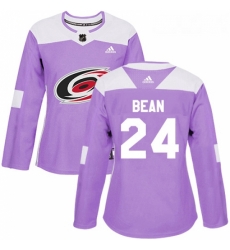 Womens Adidas Carolina Hurricanes 24 Jake Bean Authentic Purple Fights Cancer Practice NHL Jersey Womens Adidas Carolina Hurricanes 24 Jake Bean Authentic Purple Fights Cancer Practice NHL Jersey