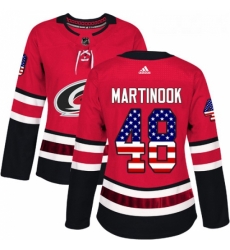Womens Adidas Carolina Hurricanes 48 Jordan Martinook Authentic Red USA Flag Fashion NHL Jersey Womens Adidas Carolina Hurricanes 48 Jordan Martinook Authentic Red USA Flag Fashion NHL Jersey