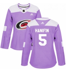 Womens Adidas Carolina Hurricanes 5 Noah Hanifin Authentic Purple Fights Cancer Practice NHL Jersey Womens Adidas Carolina Hurricanes 5 Noah Hanifin Authentic Purple Fights Cancer Practice NHL Jersey
