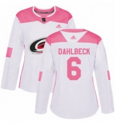 Womens Adidas Carolina Hurricanes 6 Klas Dahlbeck Authentic WhitePink Fashion NHL Jersey Womens Adidas Carolina Hurricanes 6 Klas Dahlbeck Authentic WhitePink Fashion NHL Jersey