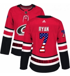 Womens Adidas Carolina Hurricanes 7 Derek Ryan Authentic Red USA Flag Fashion NHL Jersey Womens Adidas Carolina Hurricanes 7 Derek Ryan Authentic Red USA Flag Fashion NHL Jersey