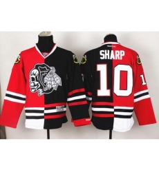 Chicago Blackhawks 10 Patrick Sharp White Skull Logo Fashion Black Red Split NHL Jerseys Chicago Blackhawks 10 Patrick Sharp White Skull Logo Fashion Black Red Split NHL Jerseys