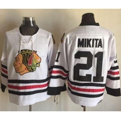 Chicago Blackhawks #21 Stan Mikita White CCM Throwback Stitched NHL Jersey