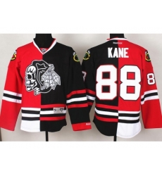 Chicago Blackhawks 88 Patrick Kane White Skull Logo Fashion Black Red Split NHL Jerseys Chicago Blackhawks 88 Patrick Kane White Skull Logo Fashion Black Red Split NHL Jerseys