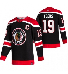 Men Chicago Blackhawks 19 Jonathan Toews Black Adidas 2020 21 Reverse Retro Alternate NHL Jersey Men Chicago Blackhawks 19 Jonathan Toews Black Adidas 2020 21 Reverse Retro Alternate NHL Jersey
