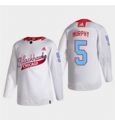 Men Chicago Blackhawks 5 Connor Murphy 2022 Community Night White Stitched jersey Men Chicago Blackhawks 5 Connor Murphy 2022 Community Night White Stitched jersey