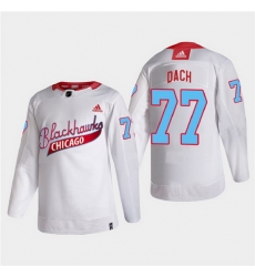 Men Chicago Blackhawks 77 Kirby Dach 2022 Community Night White Stitched jersey Men Chicago Blackhawks 77 Kirby Dach 2022 Community Night White Stitched jersey