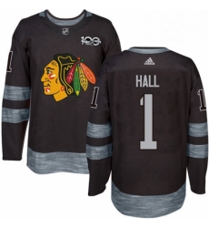 Mens Adidas Chicago Blackhawks 1 Glenn Hall Authentic Black 1917 2017 100th Anniversary NHL Jersey Mens Adidas Chicago Blackhawks 1 Glenn Hall Authentic Black 1917 2017 100th Anniversary NHL Jersey