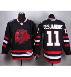 nhl jerseys chicago blackhawks #11 desjardins black[2014 Stadium Series][the skeleton head][desjardins]