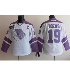 Chicago Blackhawks 19 Jonathan Toews White Women's Fights Cancer Hockey Jersey Chicago Blackhawks 19 Jonathan Toews White Women's Fights Cancer Hockey Jersey