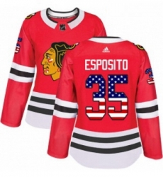 Womens Adidas Chicago Blackhawks 35 Tony Esposito Authentic Red USA Flag Fashion NHL Jersey Womens Adidas Chicago Blackhawks 35 Tony Esposito Authentic Red USA Flag Fashion NHL Jersey