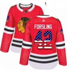 Womens Adidas Chicago Blackhawks 42 Gustav Forsling Authentic Red USA Flag Fashion NHL Jersey Womens Adidas Chicago Blackhawks 42 Gustav Forsling Authentic Red USA Flag Fashion NHL Jersey