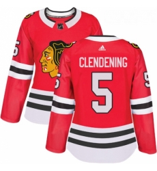 Womens Adidas Chicago Blackhawks 5 Adam Clendening Authentic Red Home NHL Jersey Womens Adidas Chicago Blackhawks 5 Adam Clendening Authentic Red Home NHL Jersey