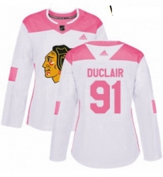 Womens Adidas Chicago Blackhawks 91 Anthony Duclair Authentic White Pink Fashion NHL Jersey Womens Adidas Chicago Blackhawks 91 Anthony Duclair Authentic White Pink Fashion NHL Jersey