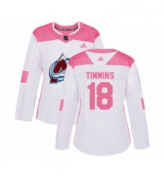 Womens Adidas Colorado Avalanche 18 Conor Timmins Authentic White Pink Fashion NHL Jersey Womens Adidas Colorado Avalanche 18 Conor Timmins Authentic White Pink Fashion NHL Jersey