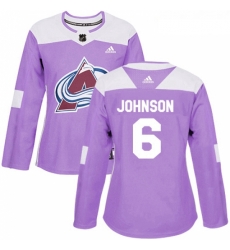 Womens Adidas Colorado Avalanche 6 Erik Johnson Authentic Purple Fights Cancer Practice NHL Jersey Womens Adidas Colorado Avalanche 6 Erik Johnson Authentic Purple Fights Cancer Practice NHL Jersey