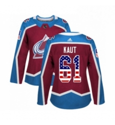 Womens Adidas Colorado Avalanche 61 Martin Kaut Authentic Burgundy Red USA Flag Fashion NHL Jersey Womens Adidas Colorado Avalanche 61 Martin Kaut Authentic Burgundy Red USA Flag Fashion NHL Jersey