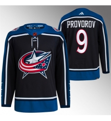 Men Columbus Blue Jackets 9 Ivan Provorov Black 2022 23 Reverse Retro Stitched Jersey