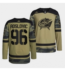 Men Columbus Blue Jackets 96 Jack Roslovic 2022 Camo Military Appreciation Night Stitched jersey Men Columbus Blue Jackets 96 Jack Roslovic 2022 Camo Military Appreciation Night Stitched jersey