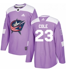 Youth Adidas Columbus Blue Jackets 23 Ian Cole Authentic Purple Fights Cancer Practice NHL Jersey Youth Adidas Columbus Blue Jackets 23 Ian Cole Authentic Purple Fights Cancer Practice NHL Jersey