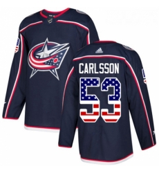 Youth Adidas Columbus Blue Jackets 53 Gabriel Carlsson Authentic Navy Blue USA Flag Fashion NHL Jersey Youth Adidas Columbus Blue Jackets 53 Gabriel Carlsson Authentic Navy Blue USA Flag Fashion NHL Jersey