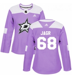 Womens Adidas Dallas Stars 68 Jaromir Jagr Authentic Purple Fights Cancer Practice NHL Jersey Womens Adidas Dallas Stars 68 Jaromir Jagr Authentic Purple Fights Cancer Practice NHL Jersey