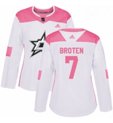 Womens Adidas Dallas Stars 7 Neal Broten Authentic WhitePink Fashion NHL Jersey Womens Adidas Dallas Stars 7 Neal Broten Authentic WhitePink Fashion NHL Jersey