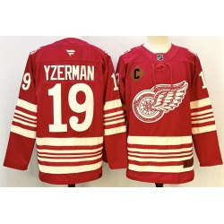 Men Detroit Red Wings 19 Steve Yzerman Red 2025 26 With C Patch Centennial Premium Stitched Hockey Jersey