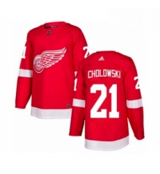 Mens Adidas Detroit Red Wings 21 Dennis Cholowski Authentic Red Home NHL Jersey 