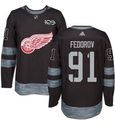 Red Wings #91 Sergei Fedorov Black 1917 2017 100th Anniversary Stitched NHL Jersey Red Wings #91 Sergei Fedorov Black 1917 2017 100th Anniversary Stitched NHL Jersey