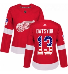 Womens Adidas Detroit Red Wings 13 Pavel Datsyuk Authentic Red USA Flag Fashion NHL Jersey Womens Adidas Detroit Red Wings 13 Pavel Datsyuk Authentic Red USA Flag Fashion NHL Jersey