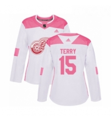 Womens Adidas Detroit Red Wings 15 Chris Terry Authentic White Pink Fashion NHL Jersey Womens Adidas Detroit Red Wings 15 Chris Terry Authentic White Pink Fashion NHL Jersey