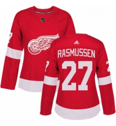 Womens Adidas Detroit Red Wings 27 Michael Rasmussen Authentic Red Home NHL Jersey Womens Adidas Detroit Red Wings 27 Michael Rasmussen Authentic Red Home NHL Jersey