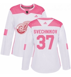 Womens Adidas Detroit Red Wings 37 Evgeny Svechnikov Authentic WhitePink Fashion NHL Jersey Womens Adidas Detroit Red Wings 37 Evgeny Svechnikov Authentic WhitePink Fashion NHL Jersey