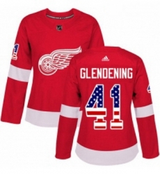 Womens Adidas Detroit Red Wings 41 Luke Glendening Authentic Red USA Flag Fashion NHL Jersey Womens Adidas Detroit Red Wings 41 Luke Glendening Authentic Red USA Flag Fashion NHL Jersey