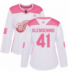 Womens Adidas Detroit Red Wings 41 Luke Glendening Authentic WhitePink Fashion NHL Jersey Womens Adidas Detroit Red Wings 41 Luke Glendening Authentic WhitePink Fashion NHL Jersey